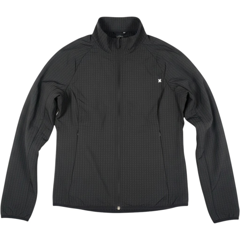 Hurley Women Light Jacket Size Large Black Athletic Zip Up Textured Slim Fitted